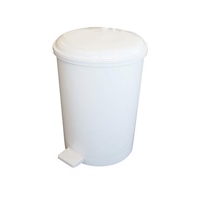 40L White Plastic Pedal Bin - - JMS Direct