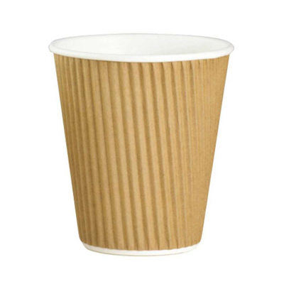 8 oz Black Rippled Double Wall Paper Cups with Lid Option